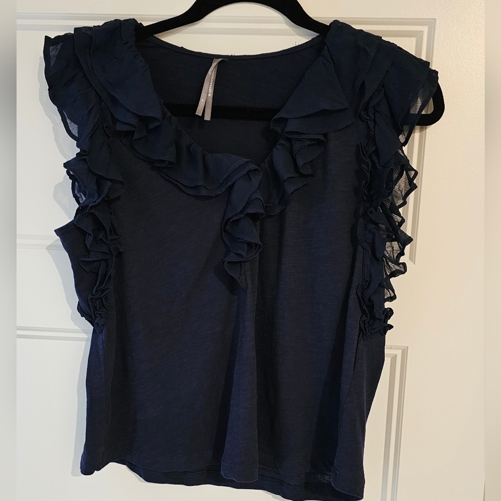 Anthropologie Sleeless Ruffled Blouse sz small
